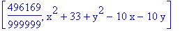 [496169/999999, x^2+33+y^2-10*x-10*y]